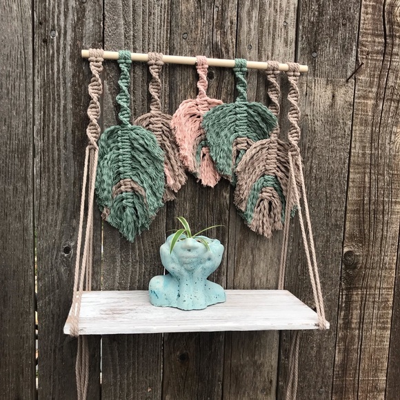 Macrame Feather Wall Shelf - Picture 3 of 6